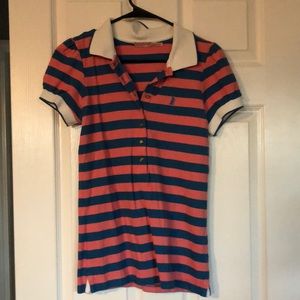 Juicy couture, short, sleeved, pink and blue polo size medium